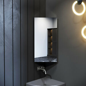  
Corner Cabinet Stainless Steel Wall Mounted Bathroom Storage Single Door Mirror
