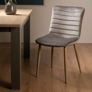  
Eriksen – Pair of Grey Velvet Fabric Chairs with Grey Rustic Oak Effect Legs