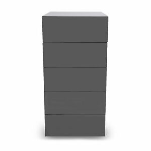  
Heal’s Space Living Room Stylish Grey Matt Five Drawer Tall Chest – RRP £879