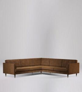  
Swoon Porto Living Room Modern Tan Pine Leather Five Seater Sofa – RRP £2549