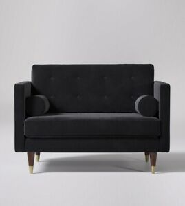  
Swoon Porto Living Room Stylish Black Pine Handcrafted Love Seat – RRP £799