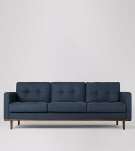  
Swoon Berlin Living Room Indigo Dark Smart Wool Three-seater Sofa – RRP £1349