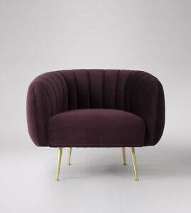  
Swoon Saz Living Room Sleek Plum Velvet Armchair – RRP £449