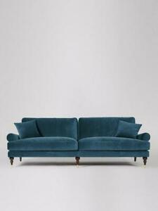  
Swoon Sutton Living Room EasyVelvet Three Seater Sofa in Petrol Blue – RRP £1599