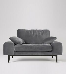  
Swoon Tulum Living Room Modern Silver Grey Easy Velvet Love Seat – RRP £799