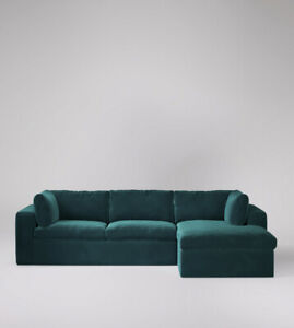  
Swoon Seattle Living Room Kingfisher Easy Velvet Right Corner Sofa – RRP £2099