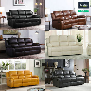  
VALENCIA SOFA SET SUITE LEATHER RECLINER SOFAS 3+2+1 BLACK BROWN CREAM LAZYBOY