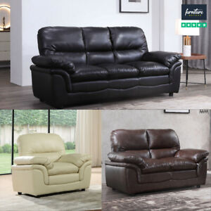  
Verona Black, Brown & Cream Leather Sofa Sets | 3 Seaters, 2 Seaters & Armchairs