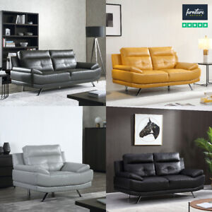  
Islington Black,Grey,Mustard Leather Suite Sofas | 3+2 Seaters & Armchairs