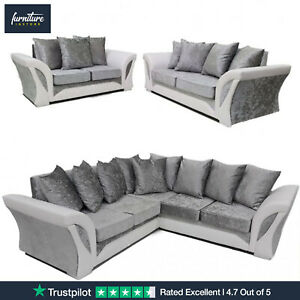  
Bristol Silver & White Crushed Velvet Fabric Sofas | Suites & Corners Available