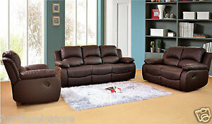  
Valencia Leather Recliner Sofa set 3+2 Suite Couch Brown 2 Seater 3 Seater New