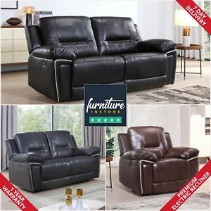  
Henry Black & Grey Electric Recliner Sofa Sets | 3 Seaters, 2 Seaters & Armchair