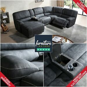  
Gloucester Grey Suede Fabric Electric Recliner | Jumbo Corner & Sofa Sets