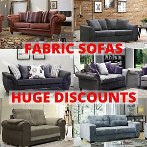  
Fabric Sofas Grey Black Brown Tan Sofa sets 3+2+1 Seaters Couches Settees New