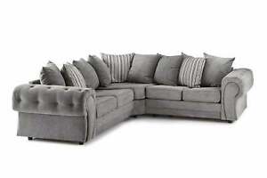  
Chesterfield Wing Chingford Grey Fabric 5 Seater Corner Sofa | L Shape Corner