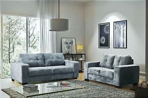  
Kingsley Sofa Set Fabric Grey 3+2+1 Sofas Suite Couch 3 Seater 2 Seater 1 Seater