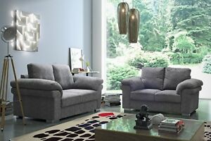  
Sale New Oxford Grey Fabric Sofa Settee Suite Couch Sofas 3 Piece Suite Bargain