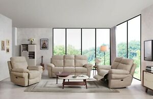  
Tanya Fabric Electric Recliner Sofa Suite 3+2+1 LazyBoy Grey Coffee Caramel New