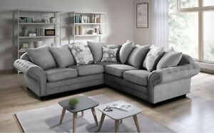  
NEW Nicole Grey Fabric Corner Sofa, Scatter Design | 5 Seater L Shape