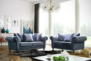  
Malta Grey Velvet Chesterfield Sofa, Scatter Back, | 3 Seaters, 2 Seaters & More