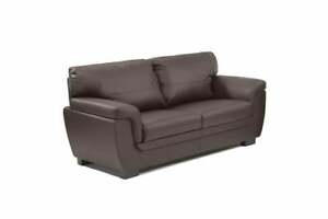  
LAZAR Brown Faux Leather 3 Seater Sofa Settee Sofa Suite