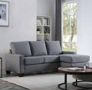  
Carla Grey Fabric Universal Corner Sofa, Affordable & Compact | LHC & RHC