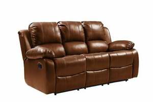 
Valencia Tan Leather Manual Recliner Sofa Set | 3 Seaters, 2 Seaters & Armchairs