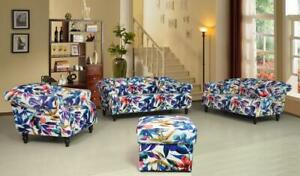 
Patchwork Fabric Sofa Suite Set Sofas FLAVIA RANGE couches settee Luxury Branded