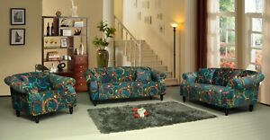  
Patchwork Fabric Sofa Suite Set Sofas BELLINI RANGE couch settee Luxury Branded