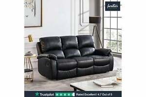  
NEW Roma Black Leather Recliner | Corners, Sofa Sets & More Bespoke Combos