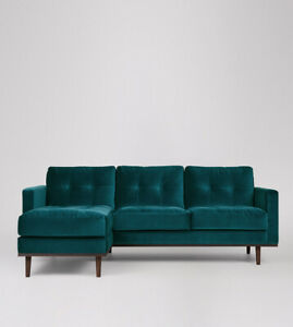  
Swoon Berlin Living Room Stylish Kingfisher Three Seater Corner Sofa – RRP £1699