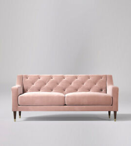  
Swoon Pritchard Living Room Modern Blush Easy Velvet Two Seater Sofa – RRP £1299