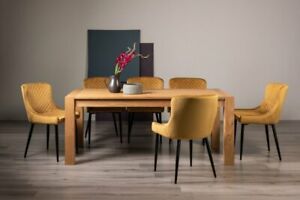  
Blake Light Oak 8-10 Seater Dining Table & 8 Cezanne Mustard Velvet Fabric Chair