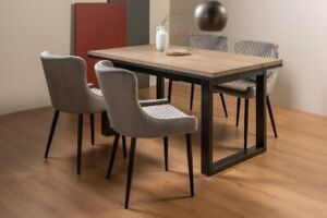 Turner Weathered Oak 4-6 Seater Dining Table with Peppercorn Legs  & 4 Cezanne G