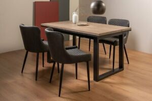 Turner Weathered Oak 4-6 Seater Dining Table with Peppercorn Legs  & 4 Cezanne D