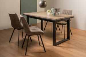 Turner Weathered Oak 4-6 Seater Dining Table with Peppercorn Legs  & 4 Fontana T