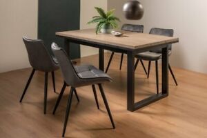 Turner Weathered Oak 4-6 Seater Dining Table with Peppercorn Legs  & 4 Seurat Gr