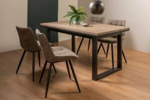 Turner Weathered Oak 4-6 Seater Dining Table with Peppercorn Legs  & 4 Seurat Ta