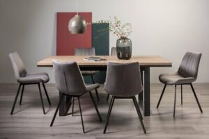 Turner Weathered Oak 6-8 Seater Dining Table with Peppercorn Legs  & 6 Fontana G