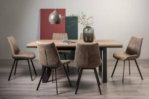 Turner Weathered Oak 6-8 Seater Dining Table with Peppercorn Legs  & 6 Fontana T