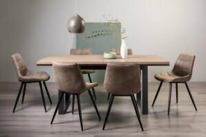 Turner Weathered Oak 6-8 Seater Dining Table with Peppercorn Legs  & 6 Seurat Ta