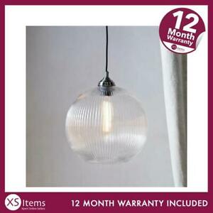 The White Company Overton Ribbed Glass Pendant Light Clear Round Lighting Home