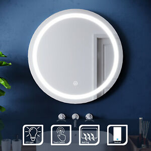 
Round LED Bathroom Mirror Demister with White Lights Anti-fog IP44 700x700mm