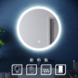  
Round LED Bathroom Mirror Demister with White Lights Anti-fog IP44 600x600mm