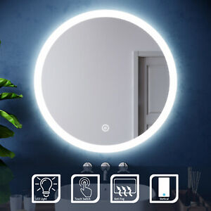  
Round LED Bathroom Mirror Demister with White Lights Anti-fog IP44 800x800mm