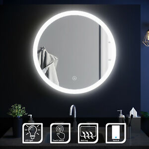  
Round LED ILLUMINATED Bathroom Mirror 800mm Demister Touch Control