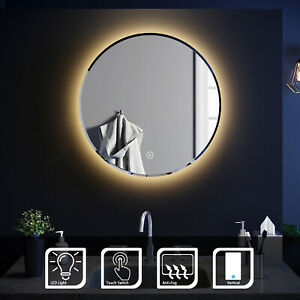 Round LED ILLUMINATED Bathroom Mirror Make Up Warm Light Smart Touch Control