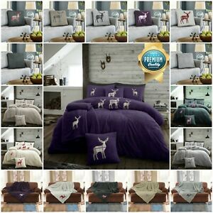  
Teddy Stag Duvet Cover Embroidered Sofa Bed Throw Warm Blanket, Fleece C/Cover