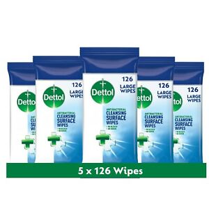  
5 x Dettol Large Surface Cleaning Wipes 126 Wipes – Total 630 Wipes