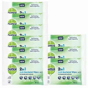  
9 x Dettol 2 in 1 Cleaning Wipes, Total 135